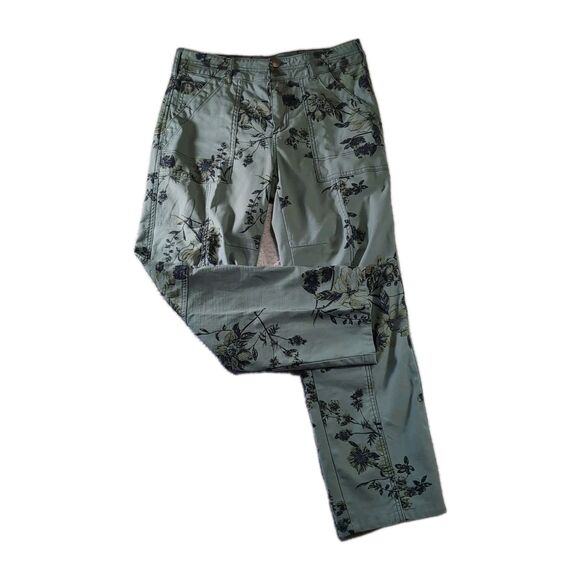 Pilcro Urban Outfitters Women’s 28x27 Green Floral Patch Pocket Pants - Picture 1 of 9